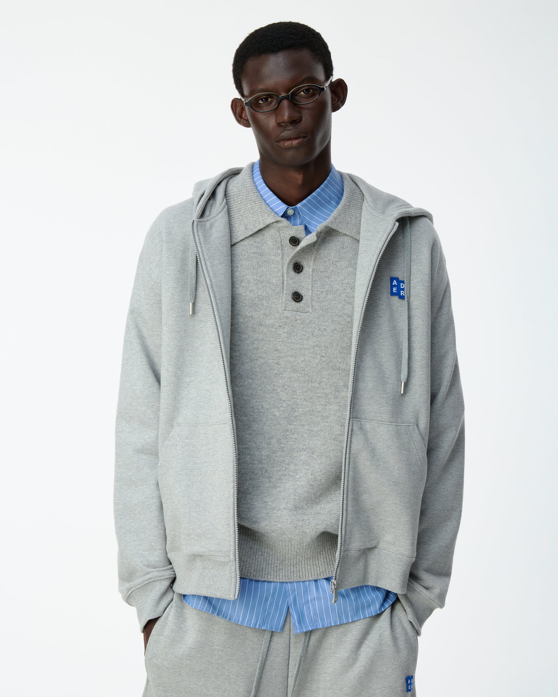 Ader Error - Sig; BL Tag hoodie zip-up 01 (Grey) product image 3 | TRAB K-Fashion Australia