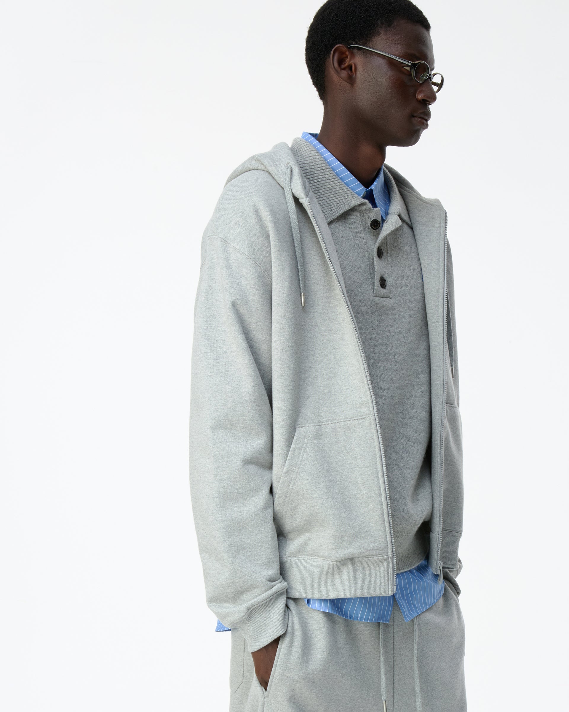 Ader Error - Sig; BL Tag hoodie zip-up 01 (Grey) product image 4 | TRAB K-Fashion Australia