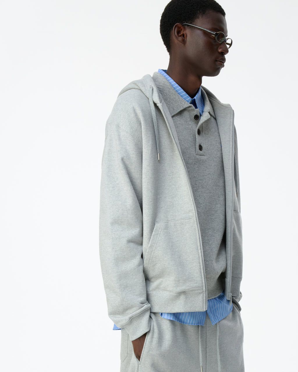 Ader Error - Sig; BL Tag hoodie zip-up 01 (Grey) product image 4 | TRAB K-Fashion Australia