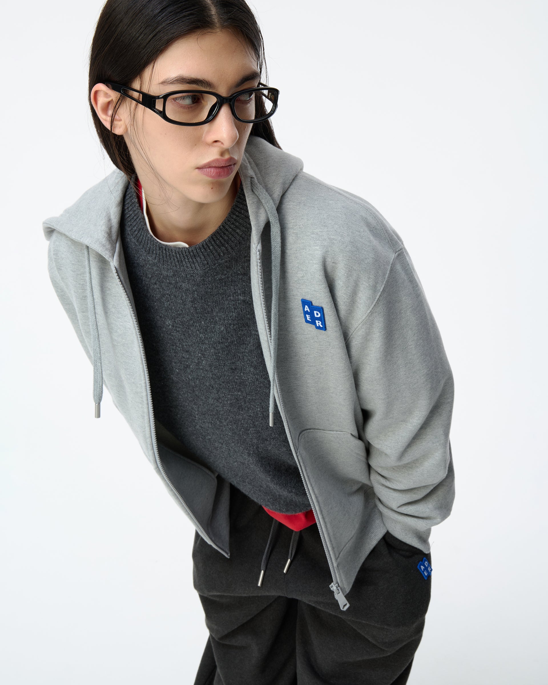 Ader Error - Sig; BL Tag hoodie zip-up 01 (Grey) product image 3 | TRAB K-Fashion Australia