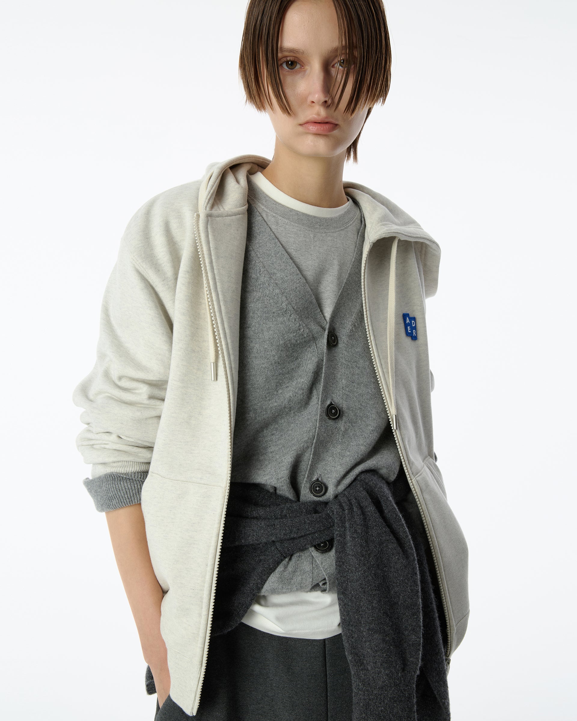 Ader Error - Sig; BL Tag hoodie zip-up 01 (Oatmeal) product image 3 | TRAB K-Fashion Australia