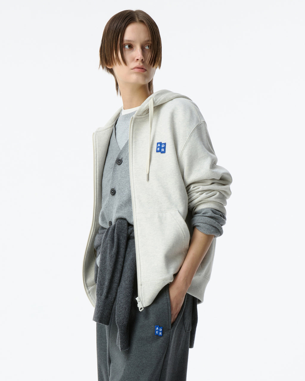 Ader Error - Sig; BL Tag hoodie zip-up 01 (Oatmeal) product image 9 | TRAB K-Fashion Australia