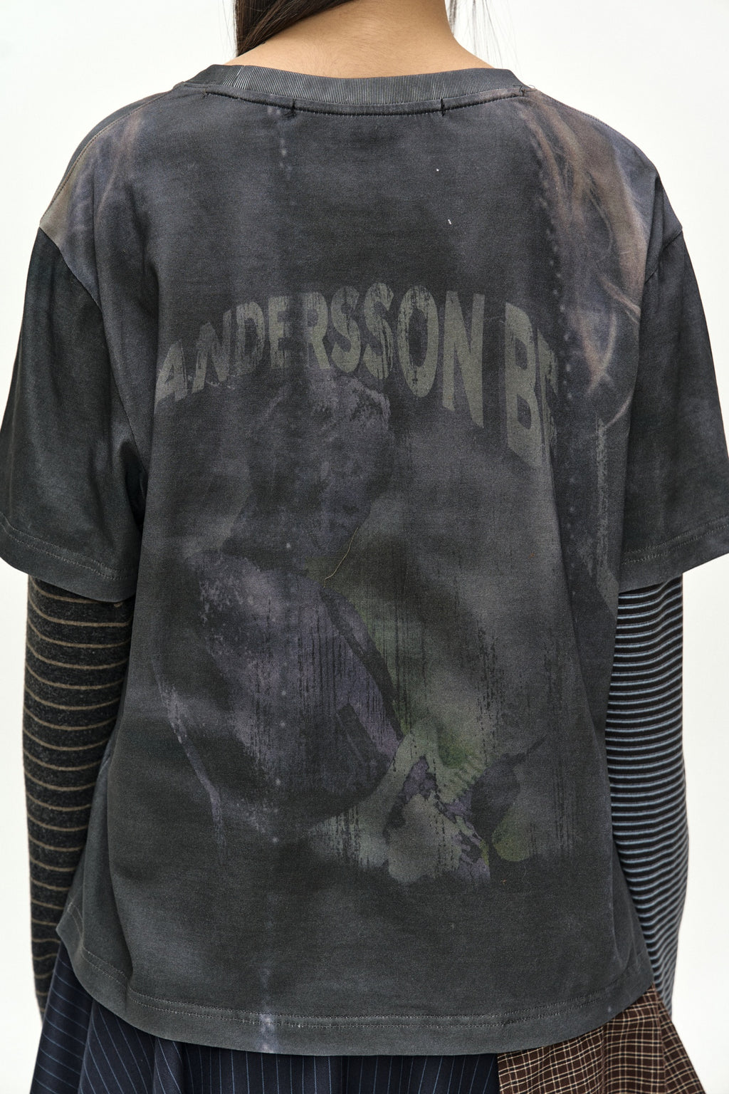 Andersson Bell - Mixed Stripe Sleeve Layered Top (charcoal) (Charcoal) product image 7 | TRAB K-Fashion Australia