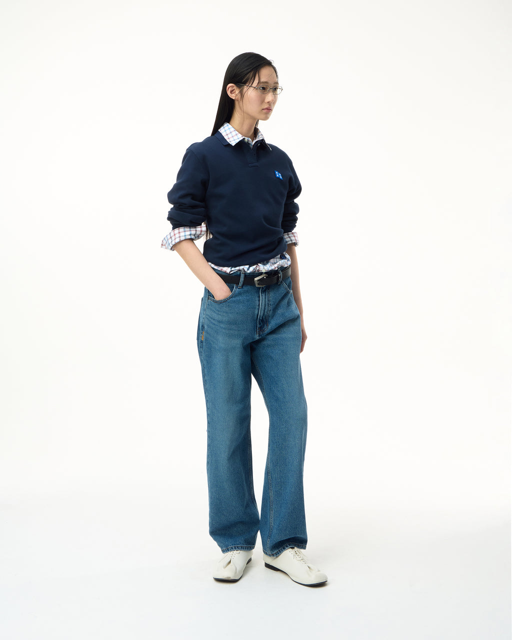 Ader Error - Sig; BL Tag LS polo t-shirt 04 (Navy) product image 1 | TRAB K-Fashion Australia