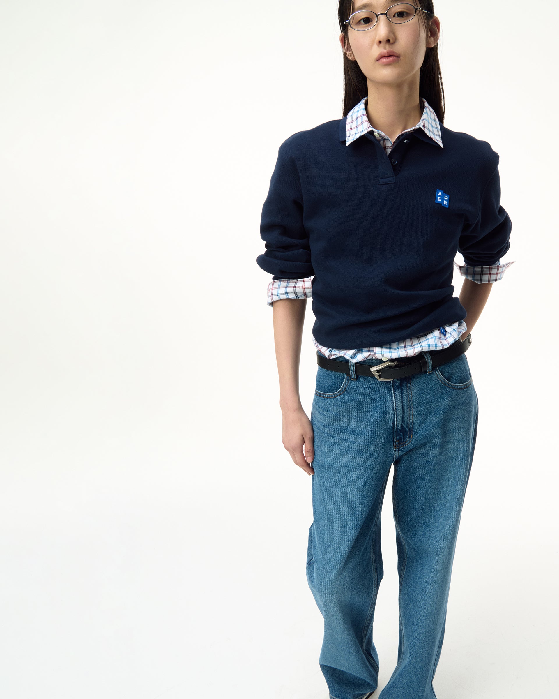 Ader Error - Sig; BL Tag LS polo t-shirt 04 (Navy) product image 3 | TRAB K-Fashion Australia