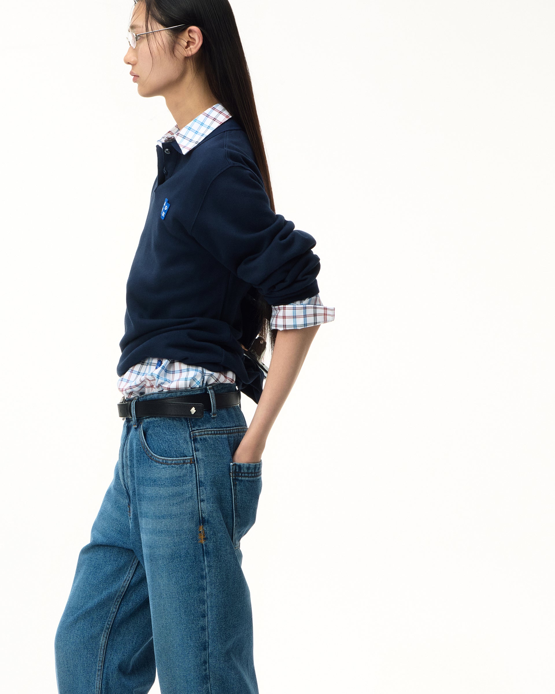 Ader Error - Sig; BL Tag LS polo t-shirt 04 (Navy) product image 4 | TRAB K-Fashion Australia