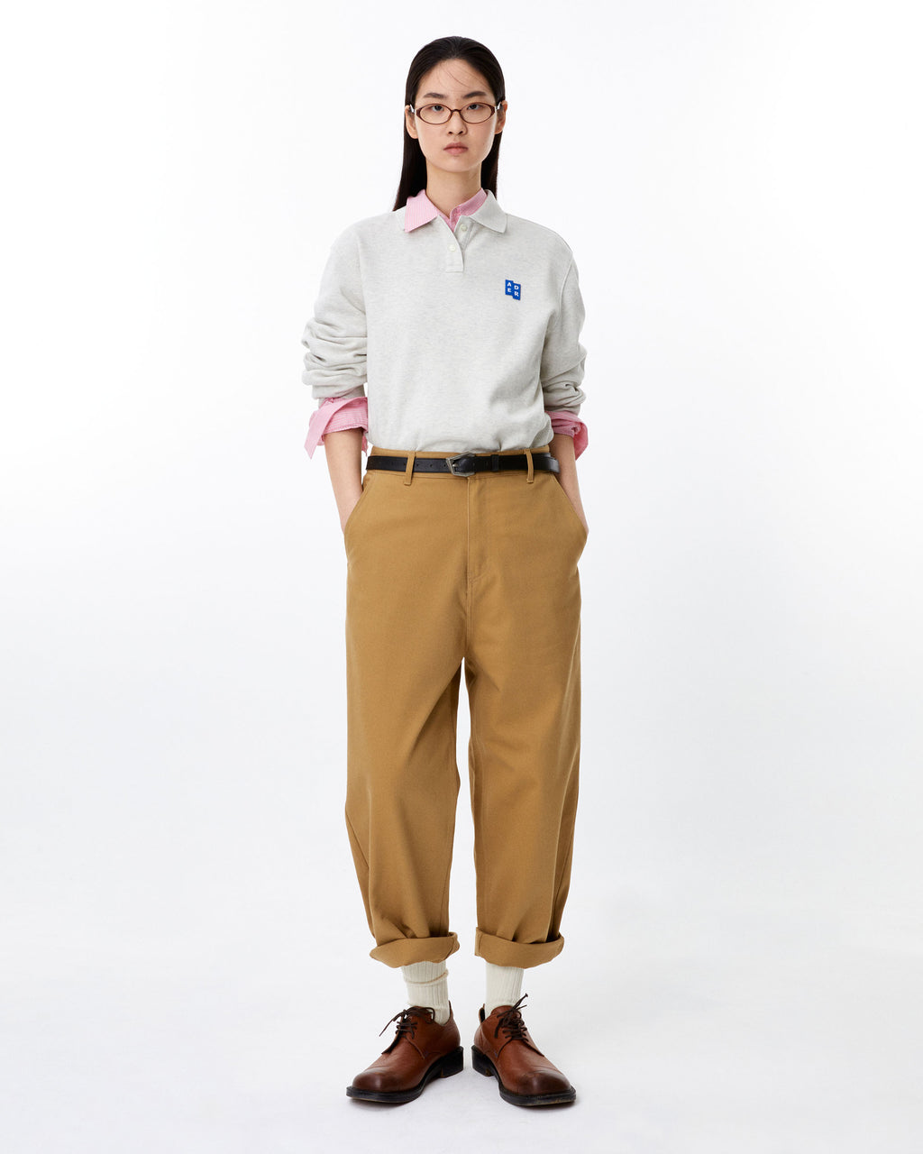Ader Error - Sig; BL Tag LS polo t-shirt 04 (Oatmeal) product image 1 | TRAB K-Fashion Australia