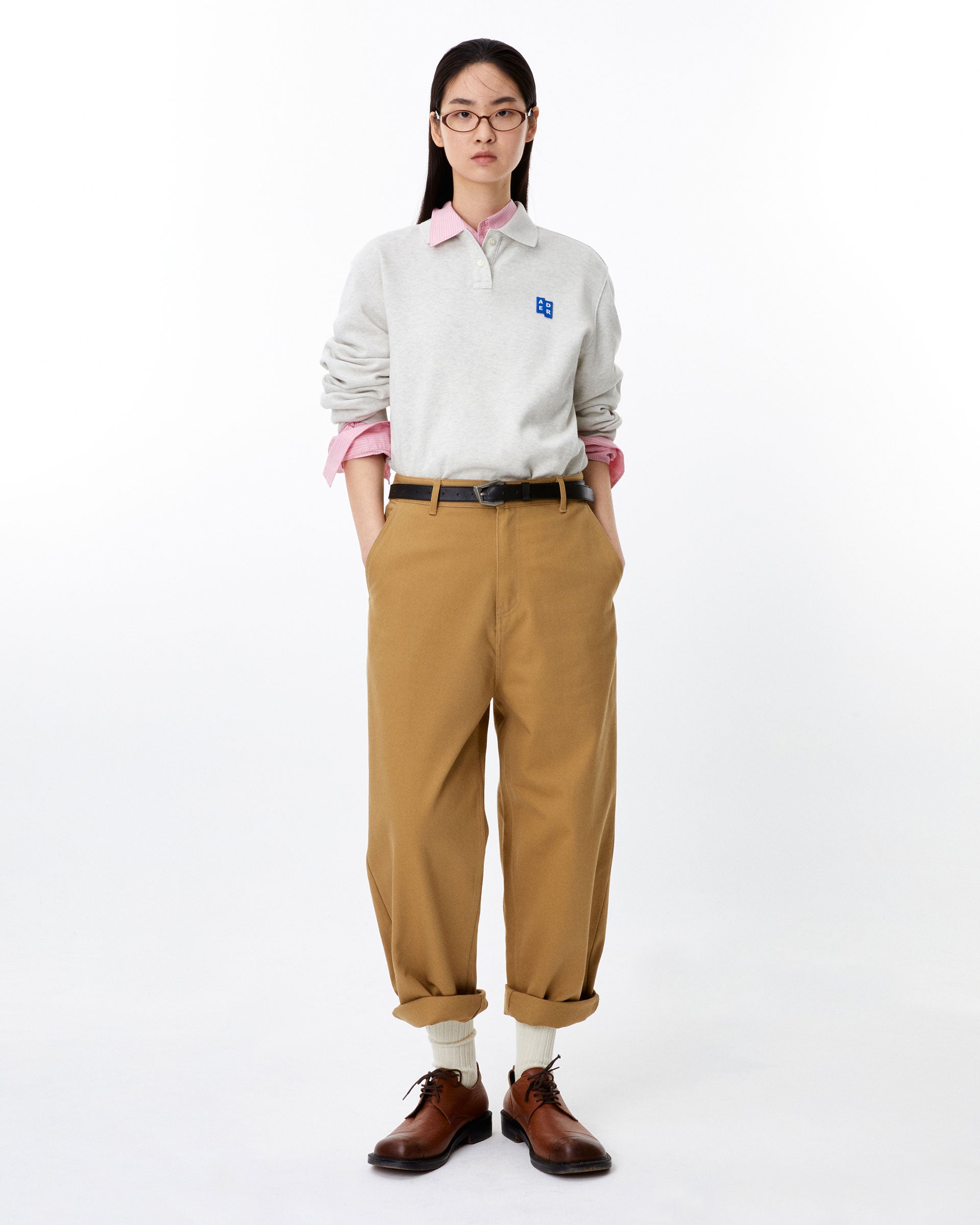 Ader Error - Sig; BL Tag LS polo t-shirt 04 (Oatmeal) product image 1 | TRAB K-Fashion Australia