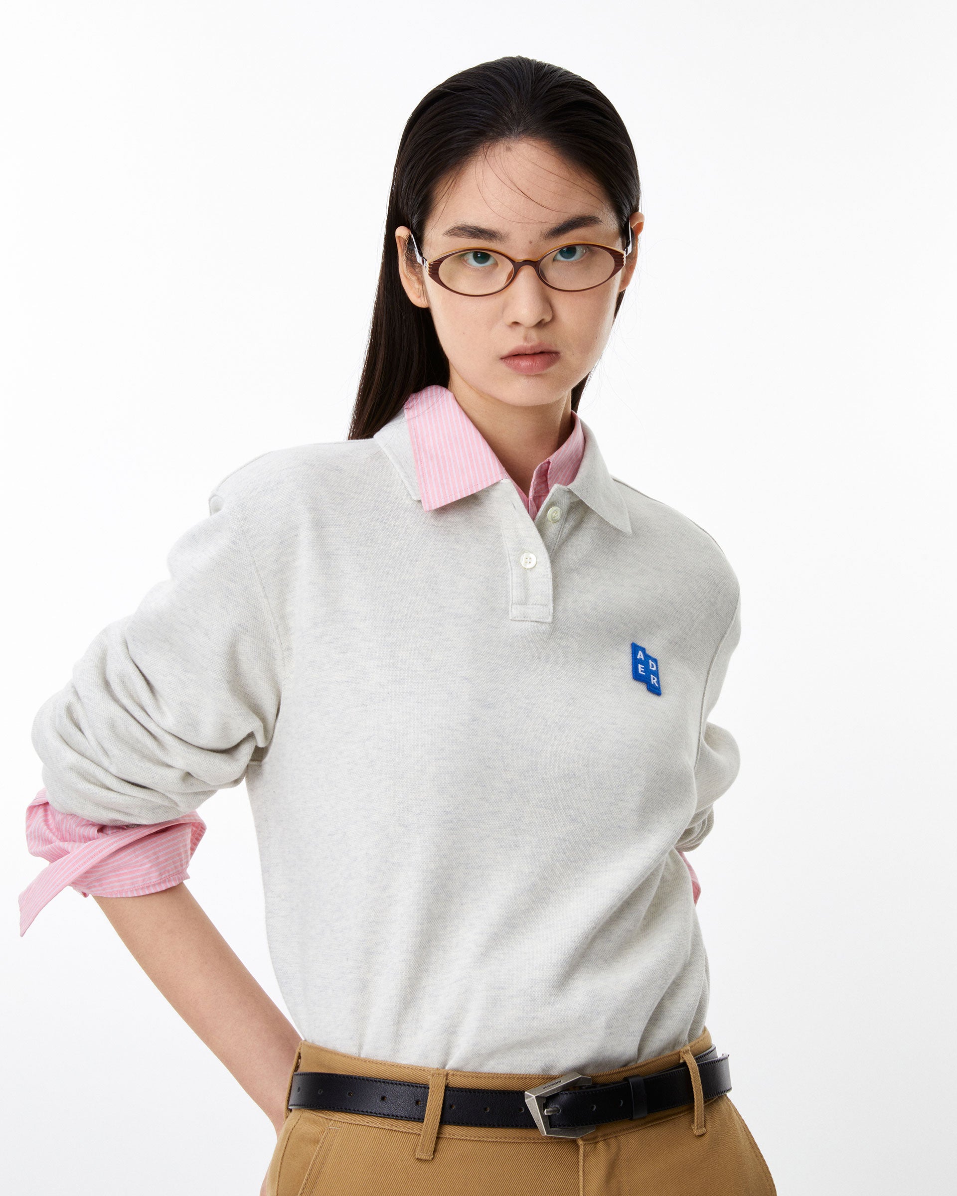 Ader Error - Sig; BL Tag LS polo t-shirt 04 (Oatmeal) product image 2 | TRAB K-Fashion Australia