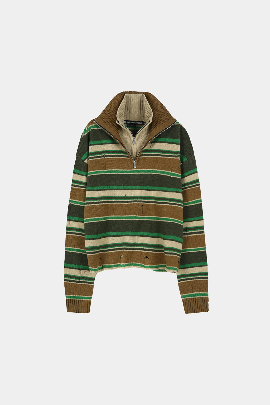 Andersson Bell - Double Layered Stripe Half Zip-Up Sweater (Beige/Brown) product image 7 | TRAB K-Fashion Australia