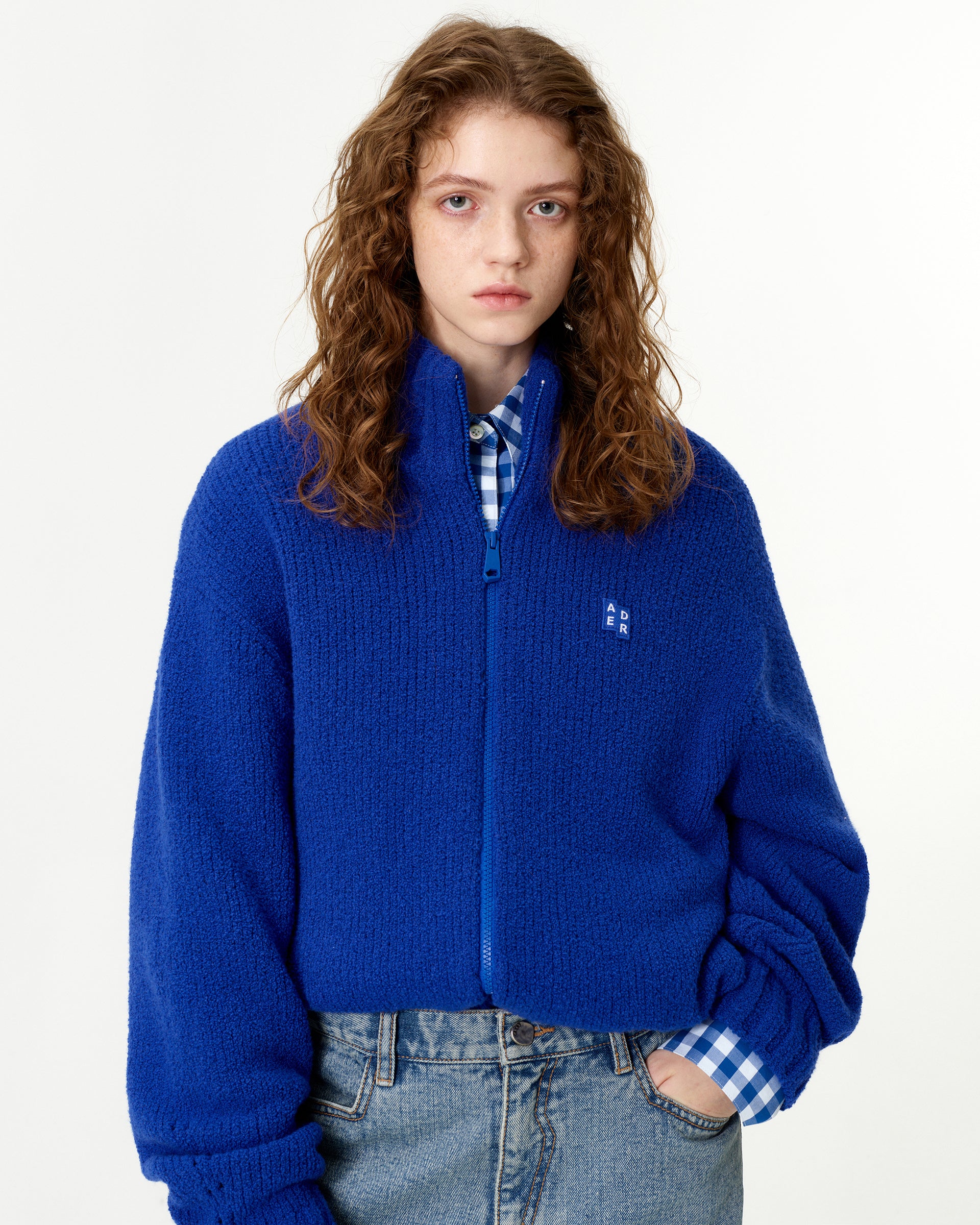 Ader Error - Sig; BL Tag knit zip-up 01 (Z-Blue) product image 2 | TRAB K-Fashion Australia