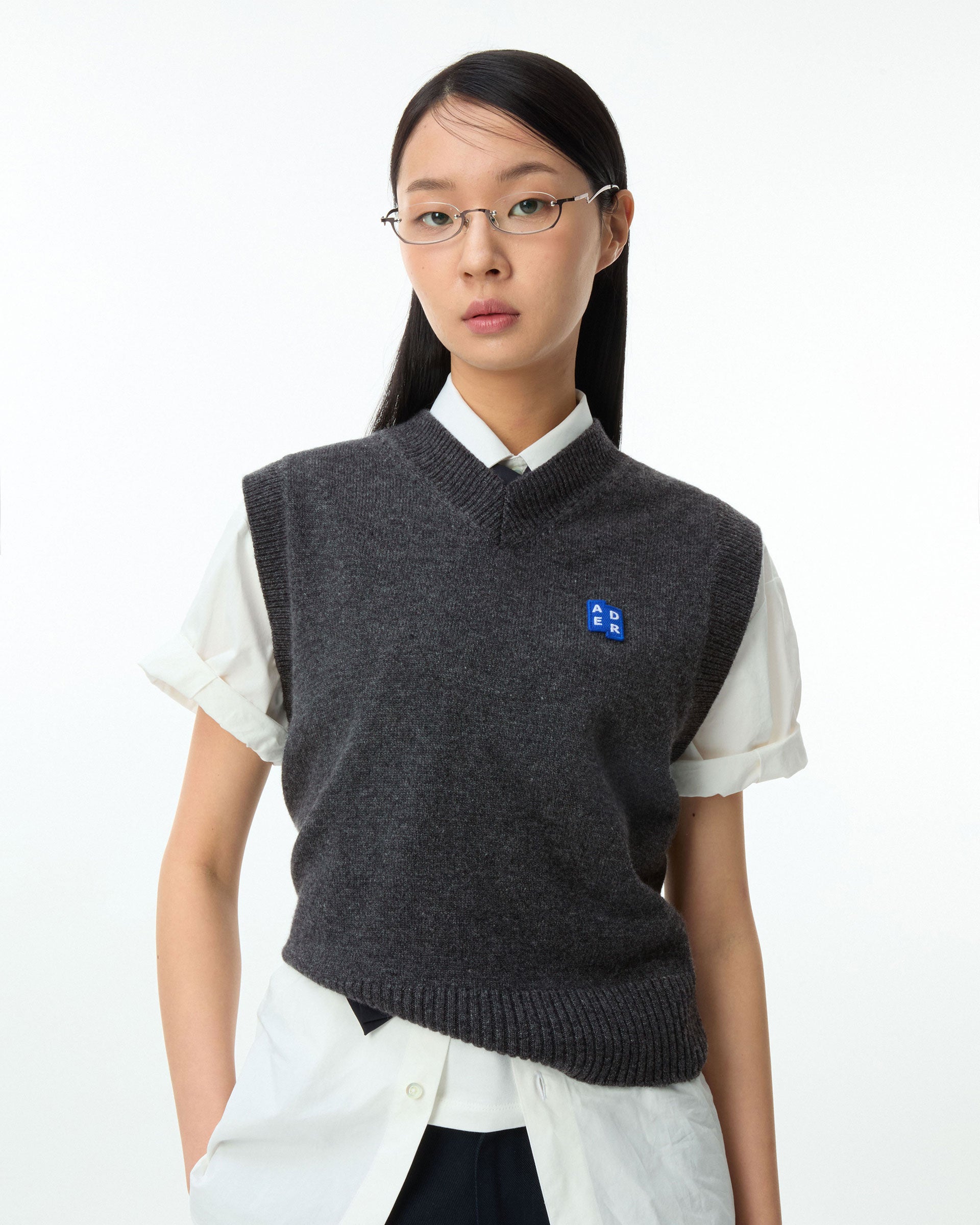 Ader Error - Sig; BL Tag knit vest 01 (Charcoal) product image 2 | TRAB K-Fashion Australia