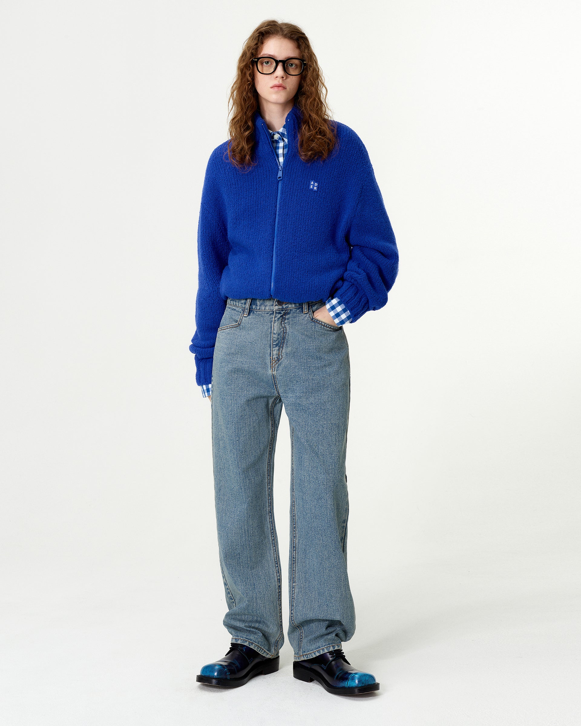 Ader Error - Sig; BL Tag knit zip-up 01 (Blue) product image 1 | TRAB K-Fashion Australia