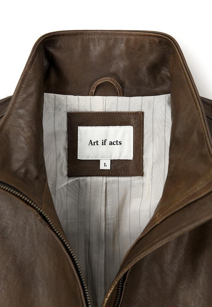 Art if acts - Stand Collar Leather Blouson Italy Vegetable Leather (Cloud Brown) product image 10 | TRAB K-Fashion Australia