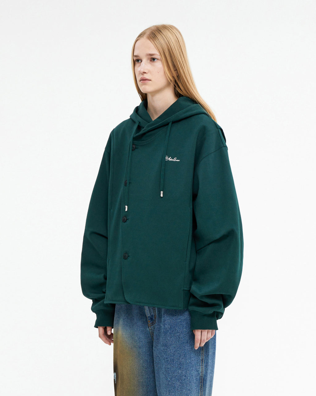 Ader Error - Fluic logo hoodie zip-up (Green) product image 3 | TRAB K-Fashion Australia