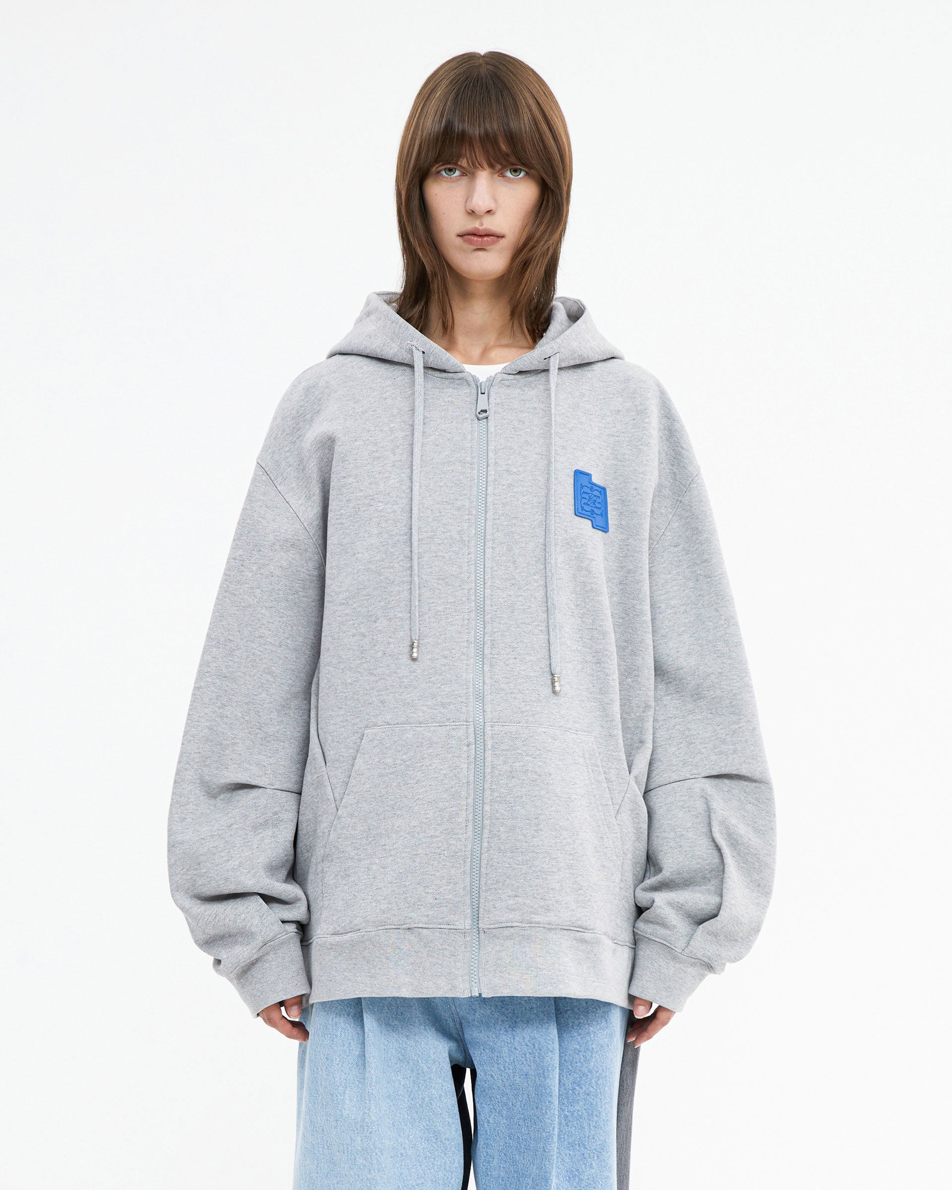 Ader Error - TRS decal hoodie zip-up (Grey) product image 3 | TRAB K-Fashion Australia