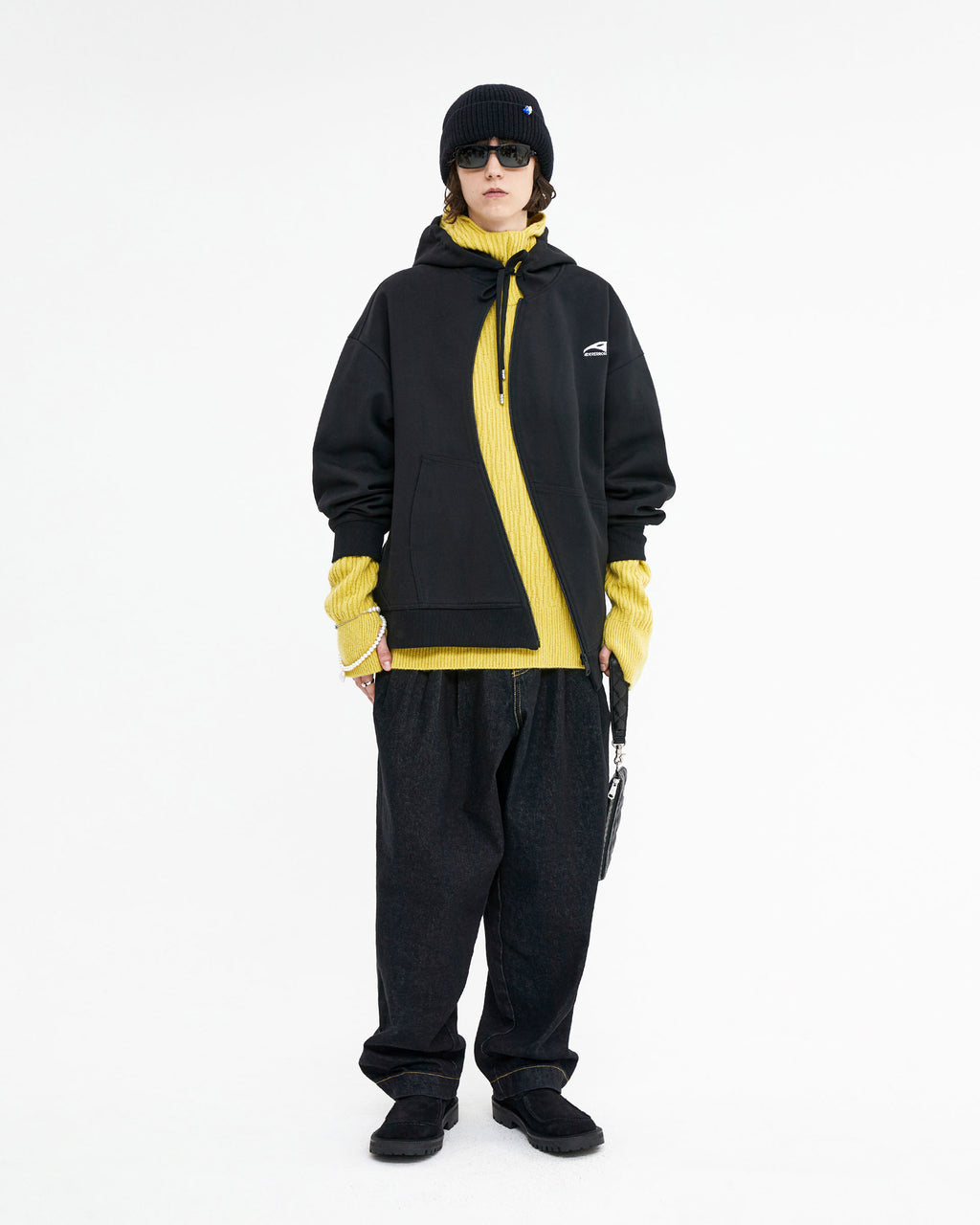 Ader Error - Enty logo hoodie zip-up (Noir) product image 1 | TRAB K-Fashion Australia
