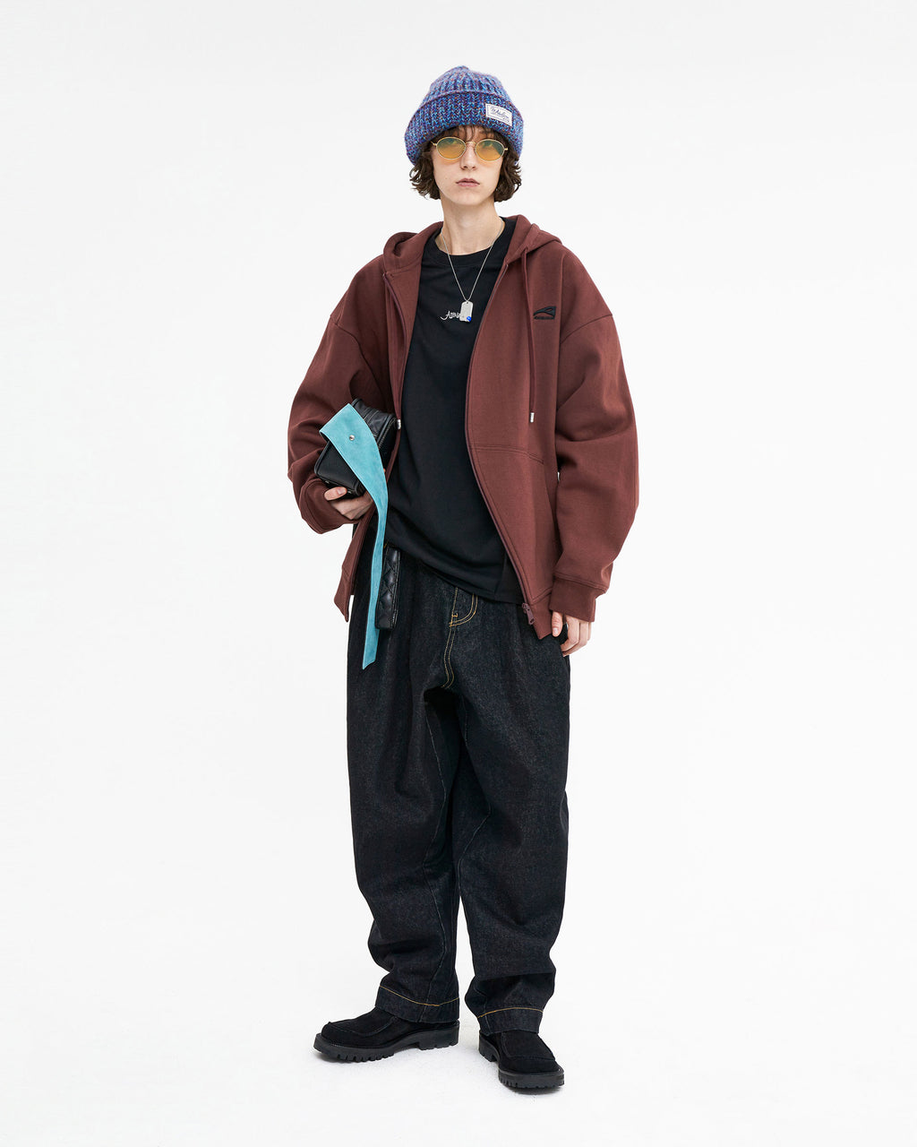 Ader Error - Enty logo hoodie zip-up (Burgundy) product image 1 | TRAB K-Fashion Australia