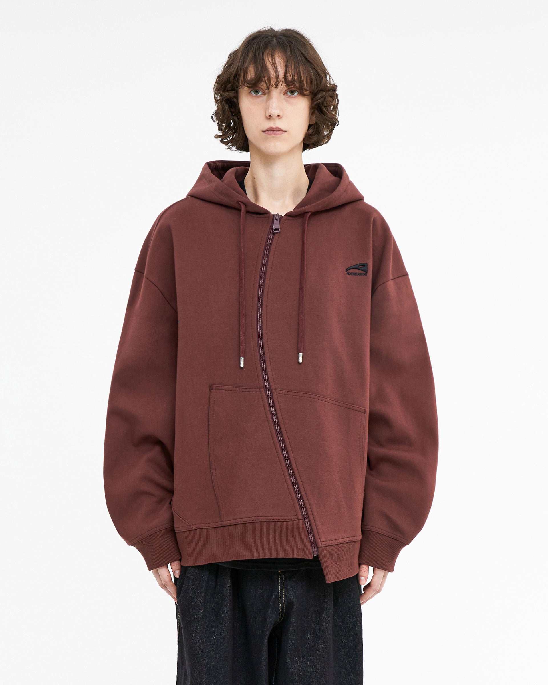 Ader Error - Enty logo hoodie zip-up (Burgundy) product image 2 | TRAB K-Fashion Australia