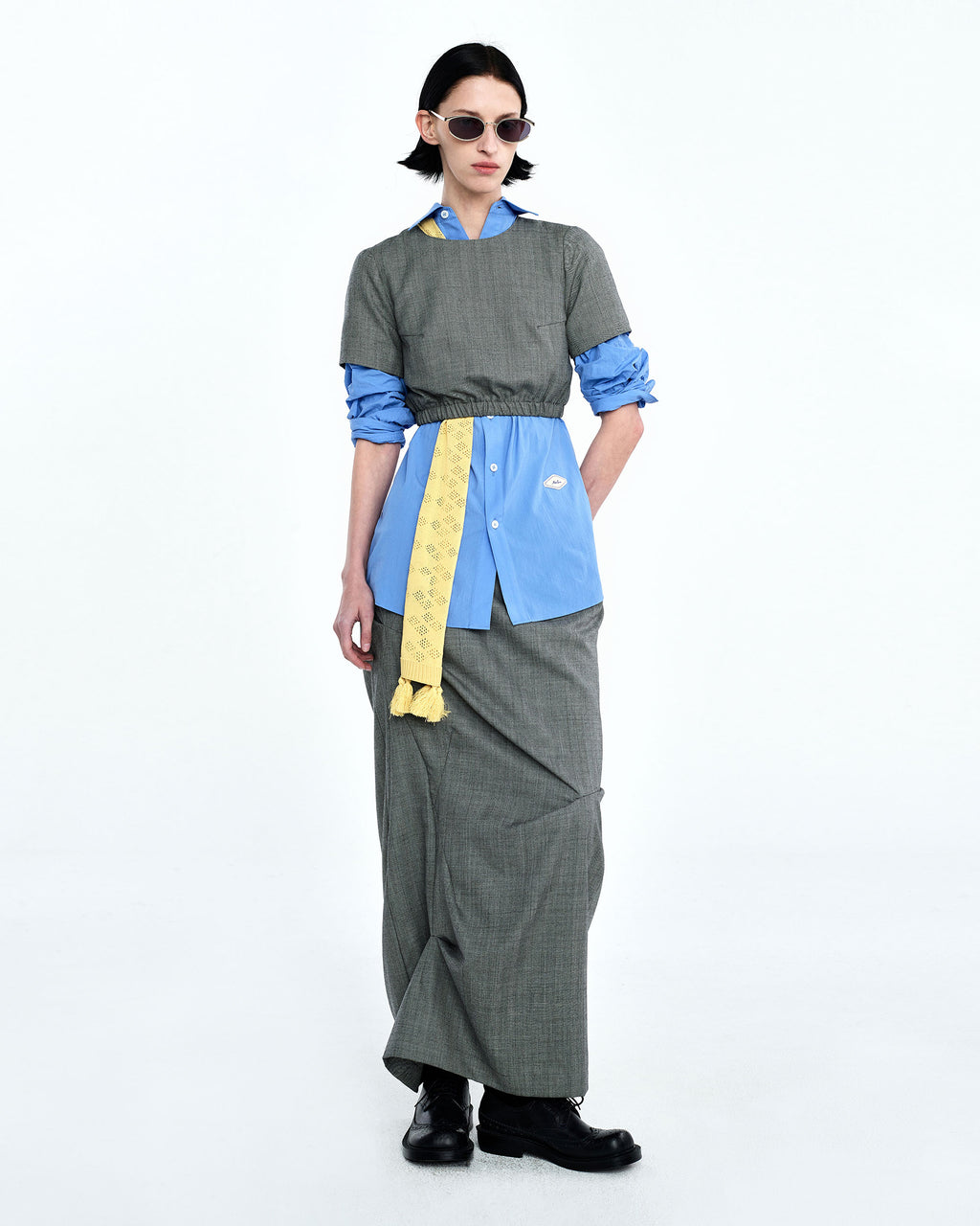 Ader Error - Flut cropped t-shirt (Gray) product image 1 | TRAB K-Fashion Australia