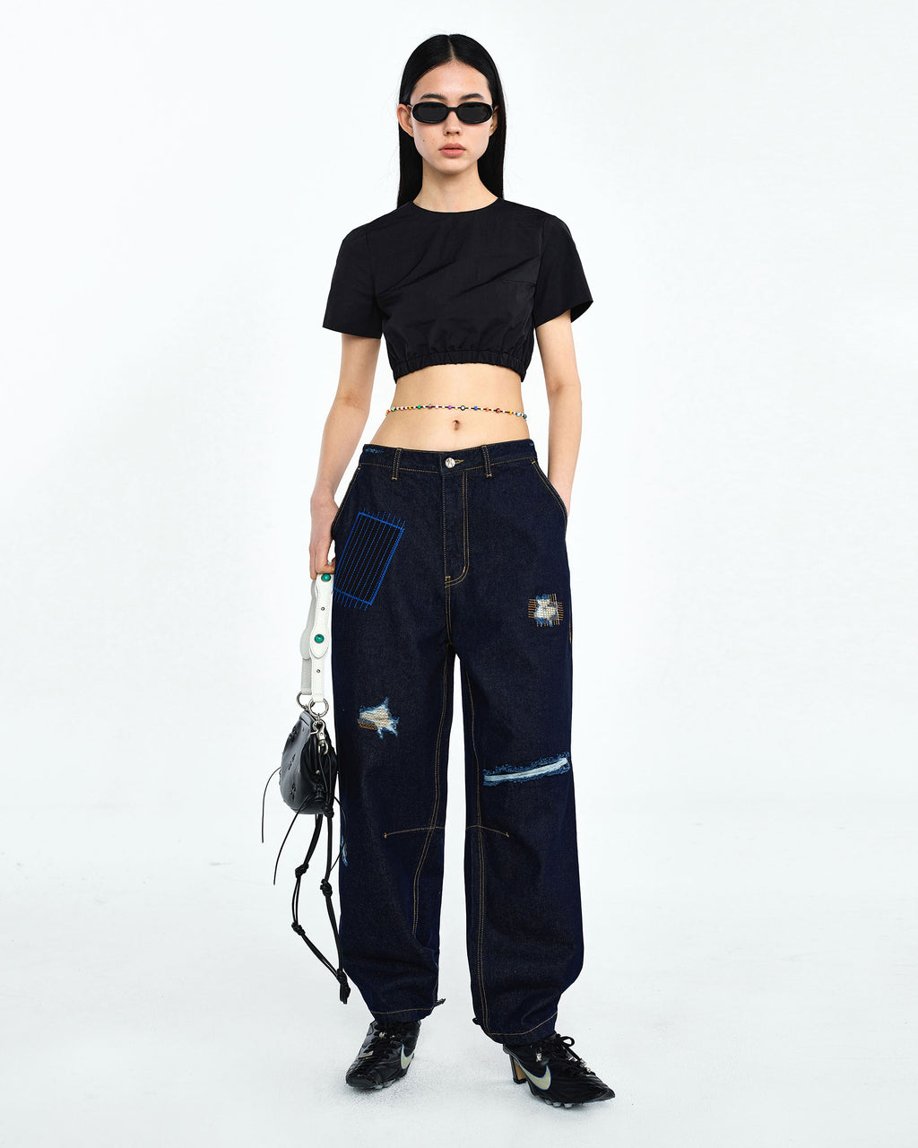 Ader Error - Flut cropped t-shirt (Noir) product image 2 | TRAB K-Fashion Australia