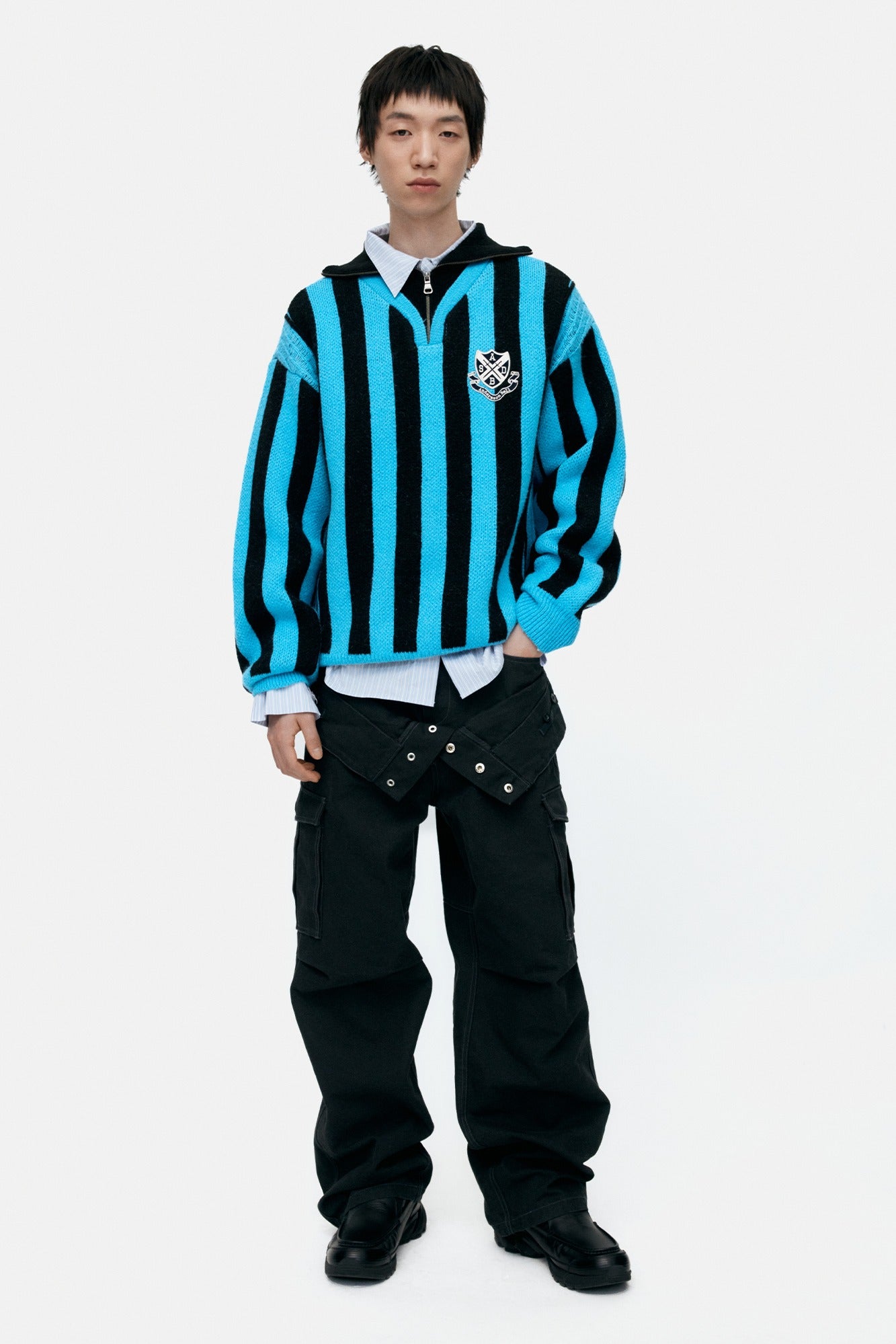 Andersson Bell - Adsb Half Zip-Up Emblem Sweater (Blue) product image 1 | TRAB K-Fashion Australia