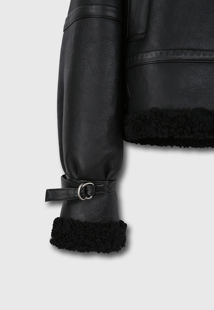 Tonywack - Lamb Leather Shearling Aviator Jacket (Black) product image 14 | TRAB K-Fashion Australia