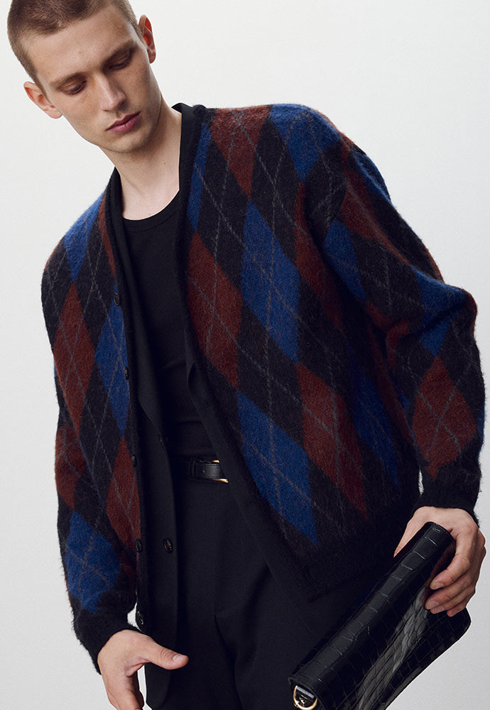 Tonywack - Argyle Mohair Knit Cardigan (Black) product image 6 | TRAB K-Fashion Australia
