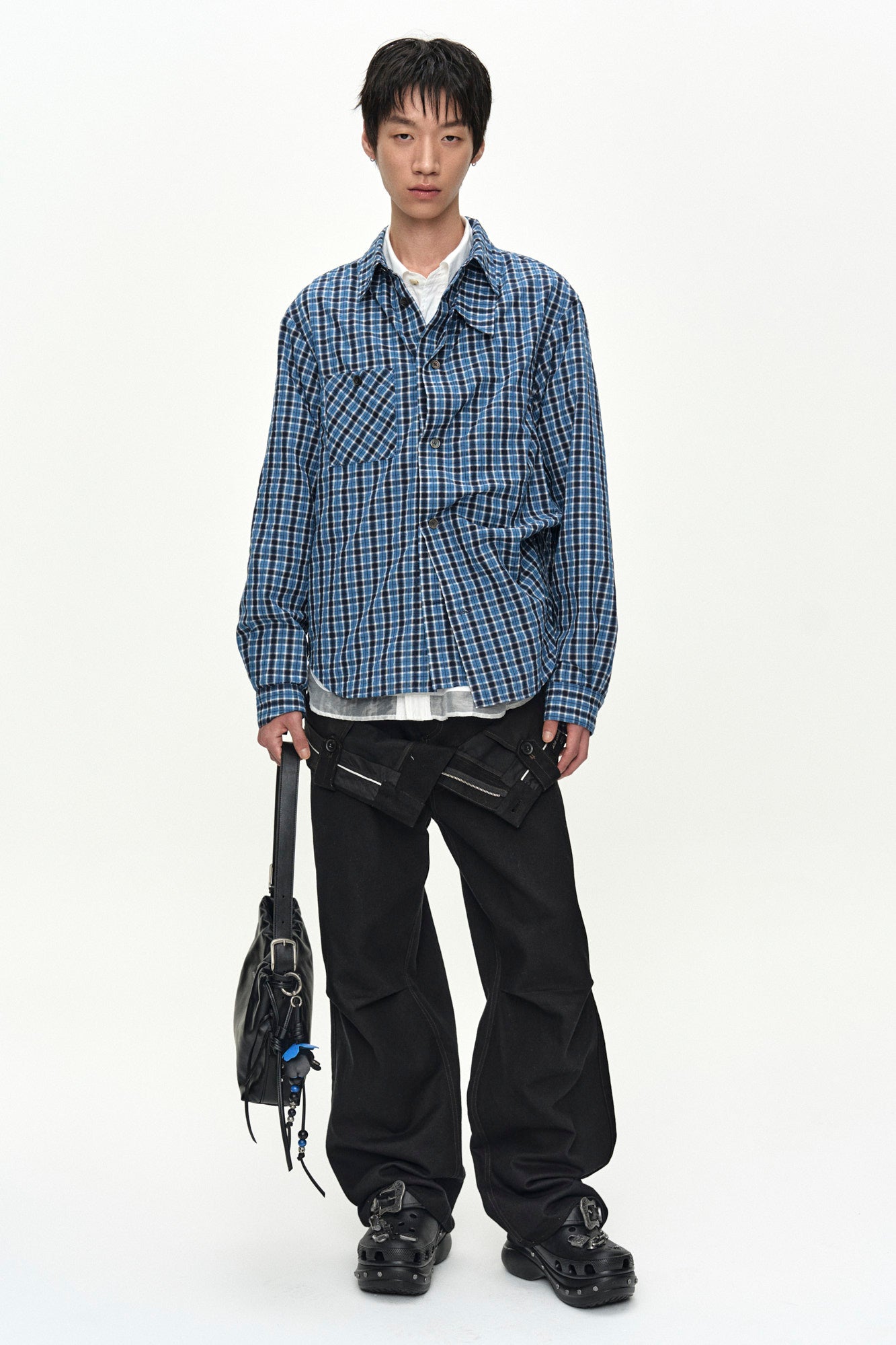 Andersson Bell - Blue Check Layered Shirt (Blue) product image 2 | TRAB K-Fashion Australia