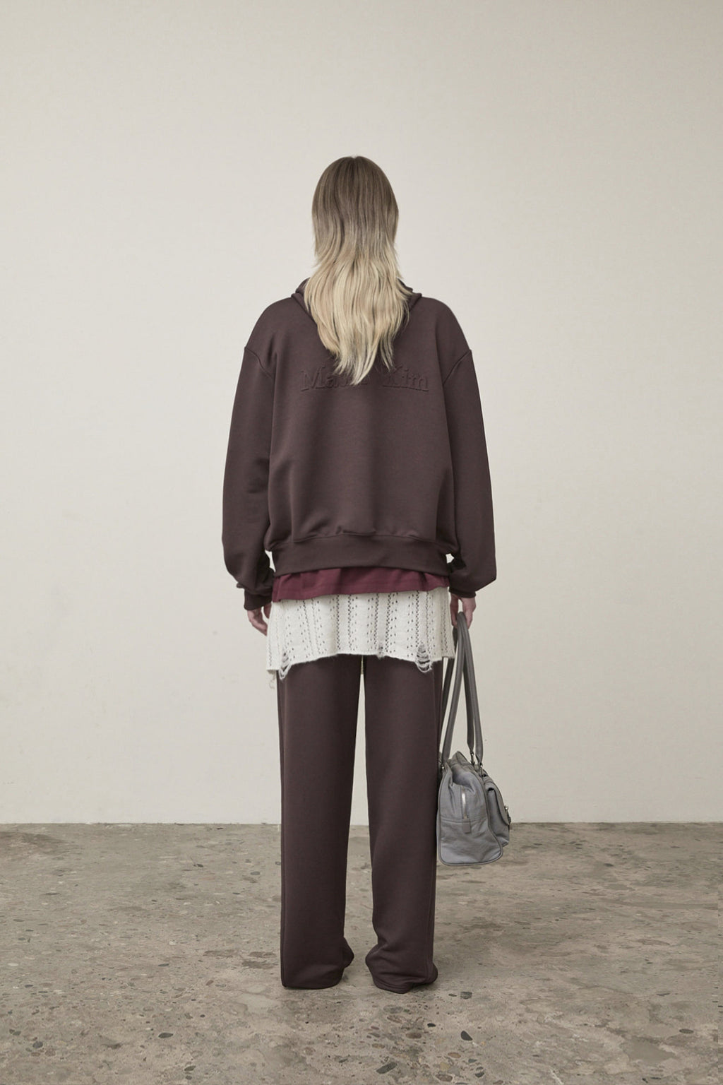 Matin Kim - Back Logo Glitter Hoody Zip Up (Brown) product image 7 | TRAB K-Fashion Australia