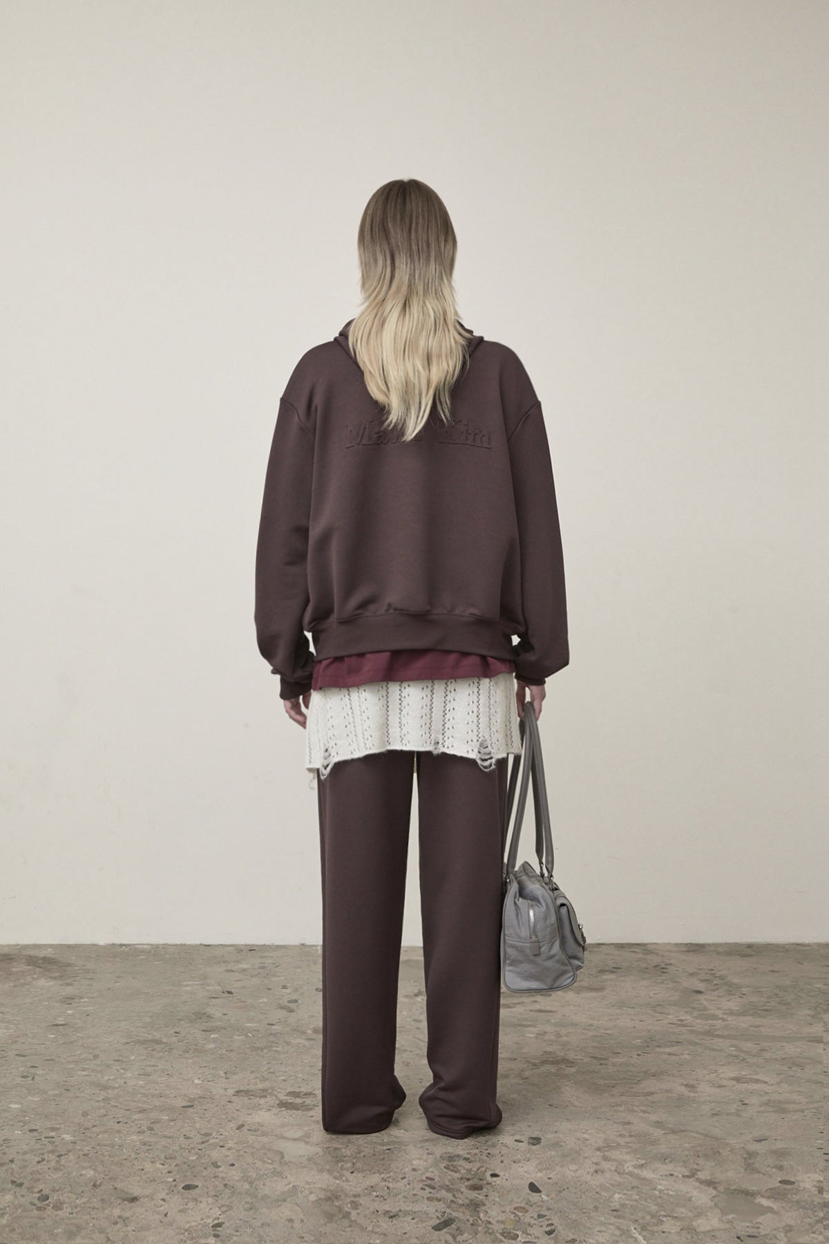 Matin Kim - Back Logo Glitter Hoody Zip Up (Brown) product image 7 | TRAB K-Fashion Australia
