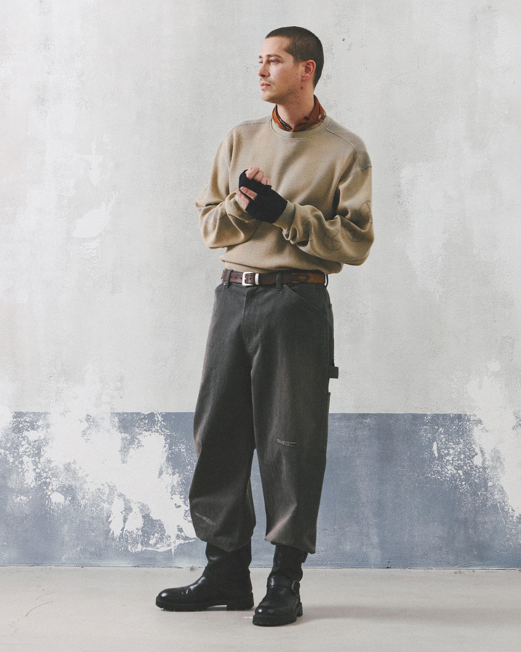 Eastlogue - Bleached Peace Symbol L.s T-shirts (L.olive) product image 5 | TRAB K-Fashion Australia