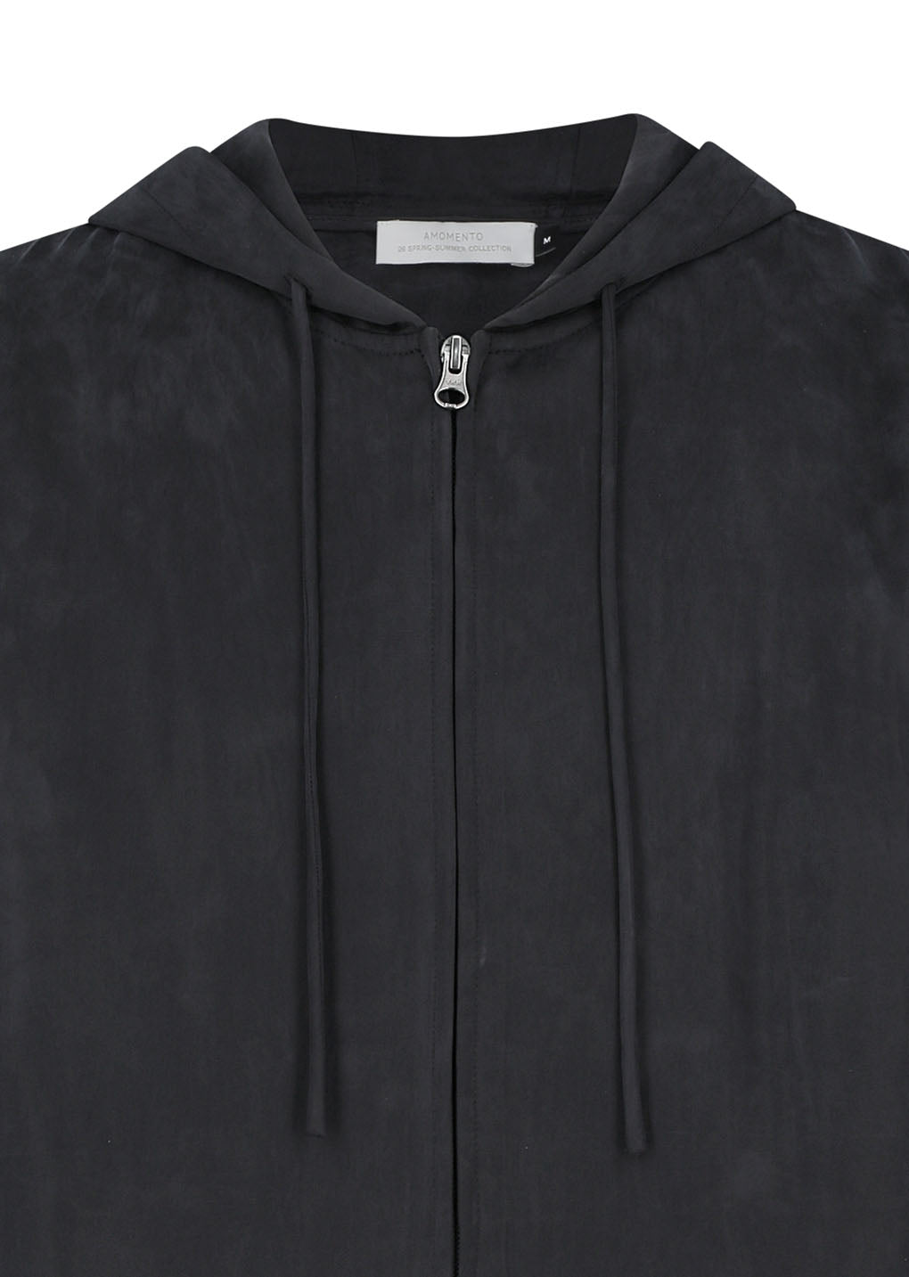 Amomento - Cupro Hood Zip Up Jumper (Black) product image 4 | TRAB K-Fashion Australia