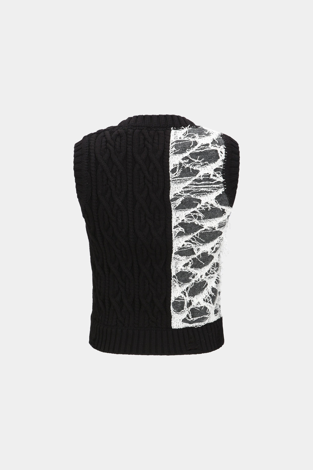Andersson Bell - Boucle Cable Patchwork Knit Vest (Charcoal) product image 7 | TRAB K-Fashion Australia