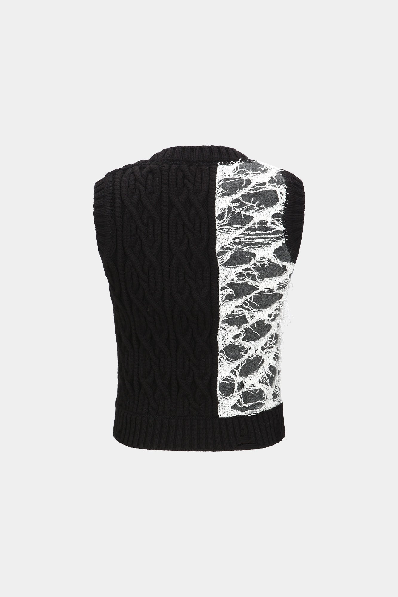 Andersson Bell - Boucle Cable Patchwork Knit Vest (Charcoal) product image 7 | TRAB K-Fashion Australia