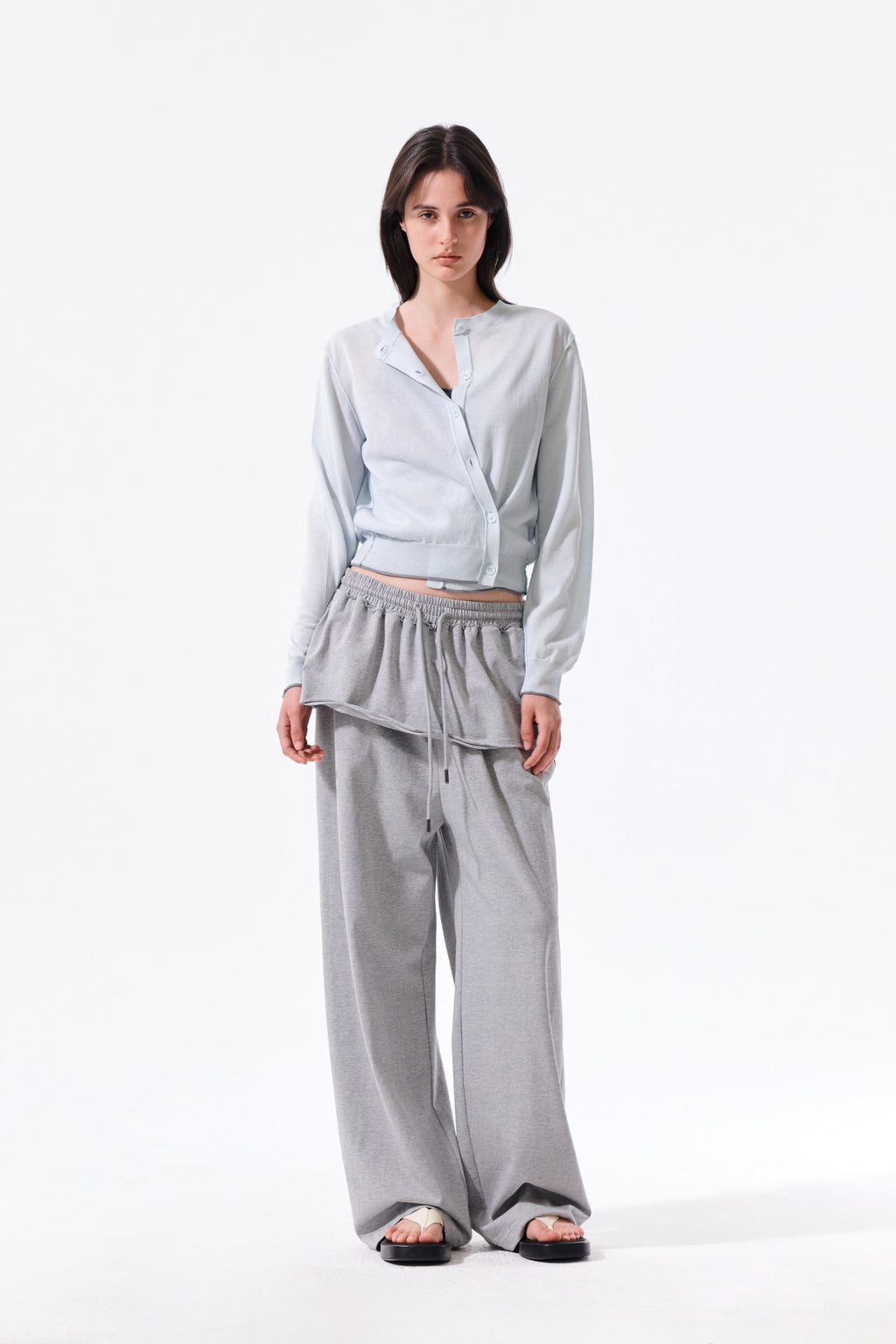 Matin Kim - [Pre-Order – Ships June 22] Layered Skirt Jersey Pants (Grey) product image 9 | TRAB K-Fashion Australia