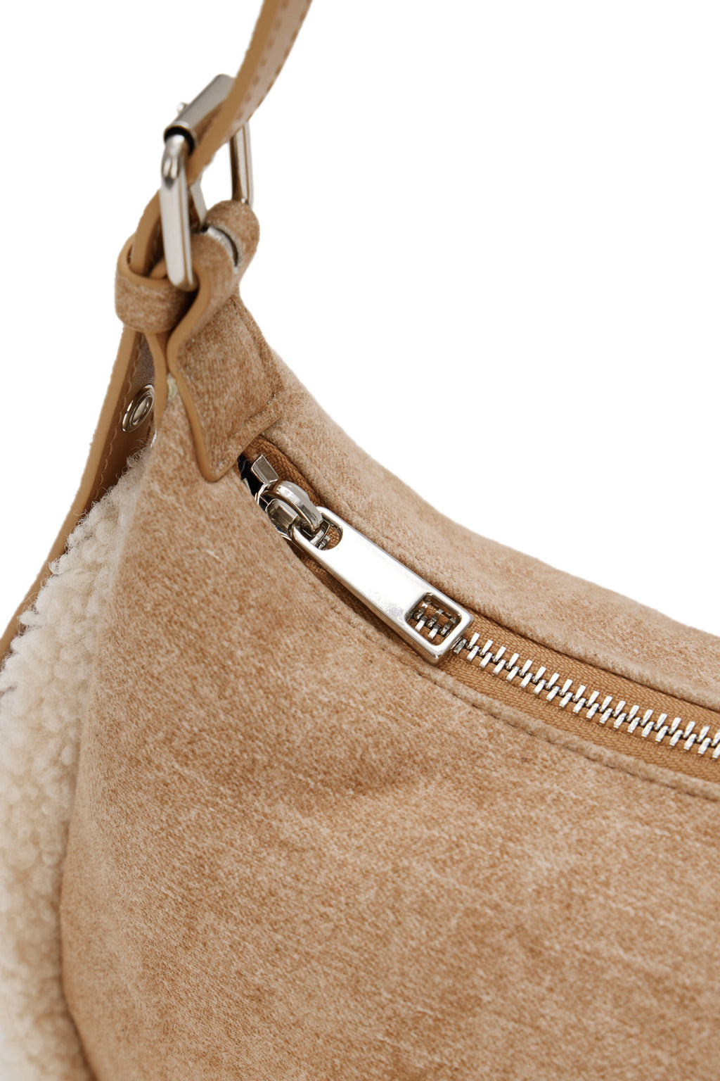 Deinet - Faux Suede Fur Mini Shoulder Bag (Beige) product image 4 | TRAB K-Fashion Australia
