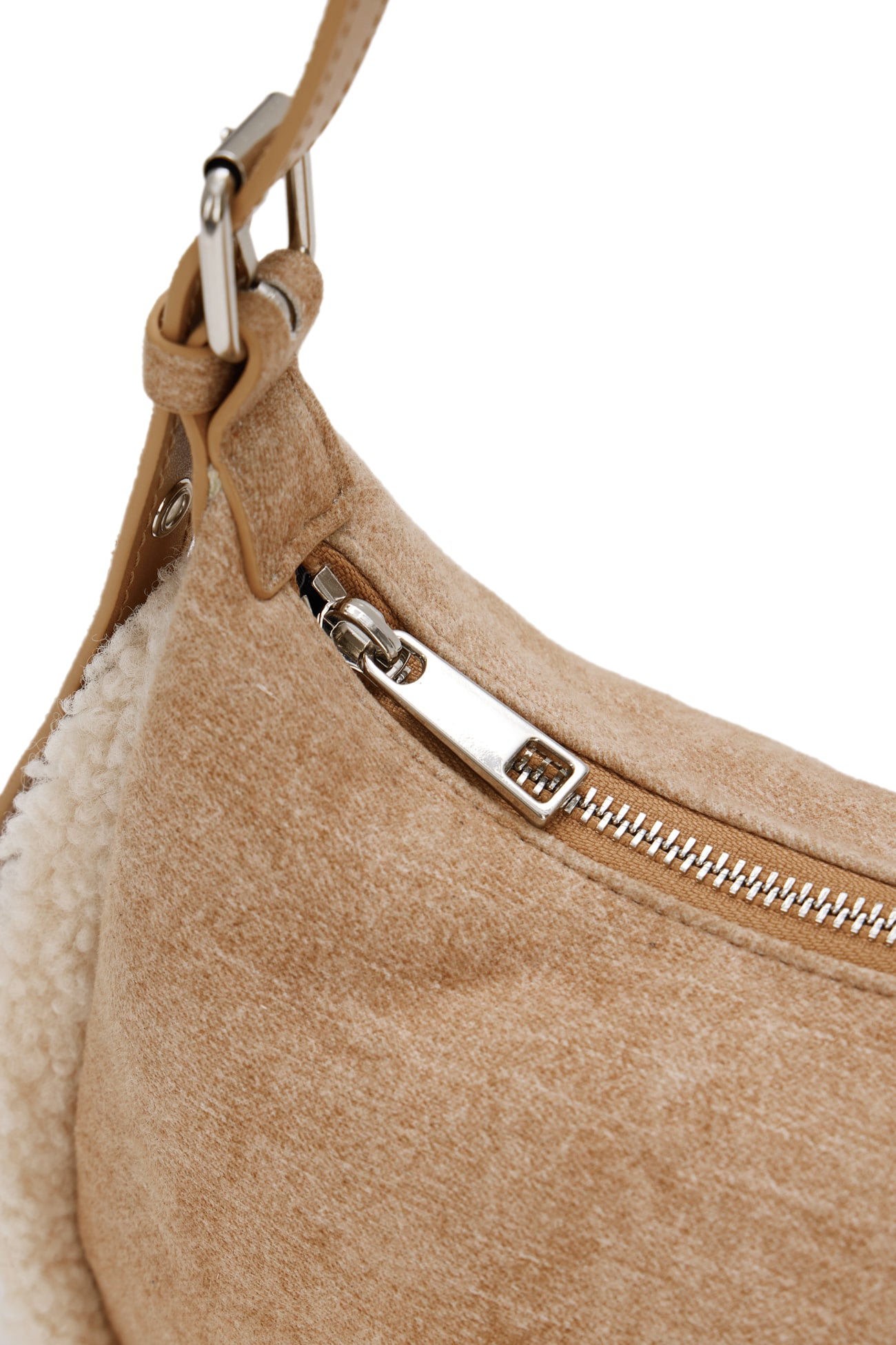Deinet - Faux Suede Fur Mini Shoulder Bag (Beige) product image 4 | TRAB K-Fashion Australia