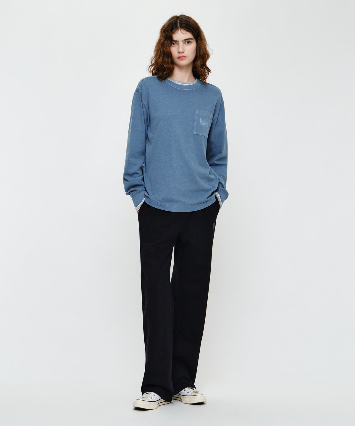 Marithe & Francois Girbaud - Doodle Classic Logo Washing Long Sleeve Tee (Blue) product image 4 | TRAB K-Fashion Australia