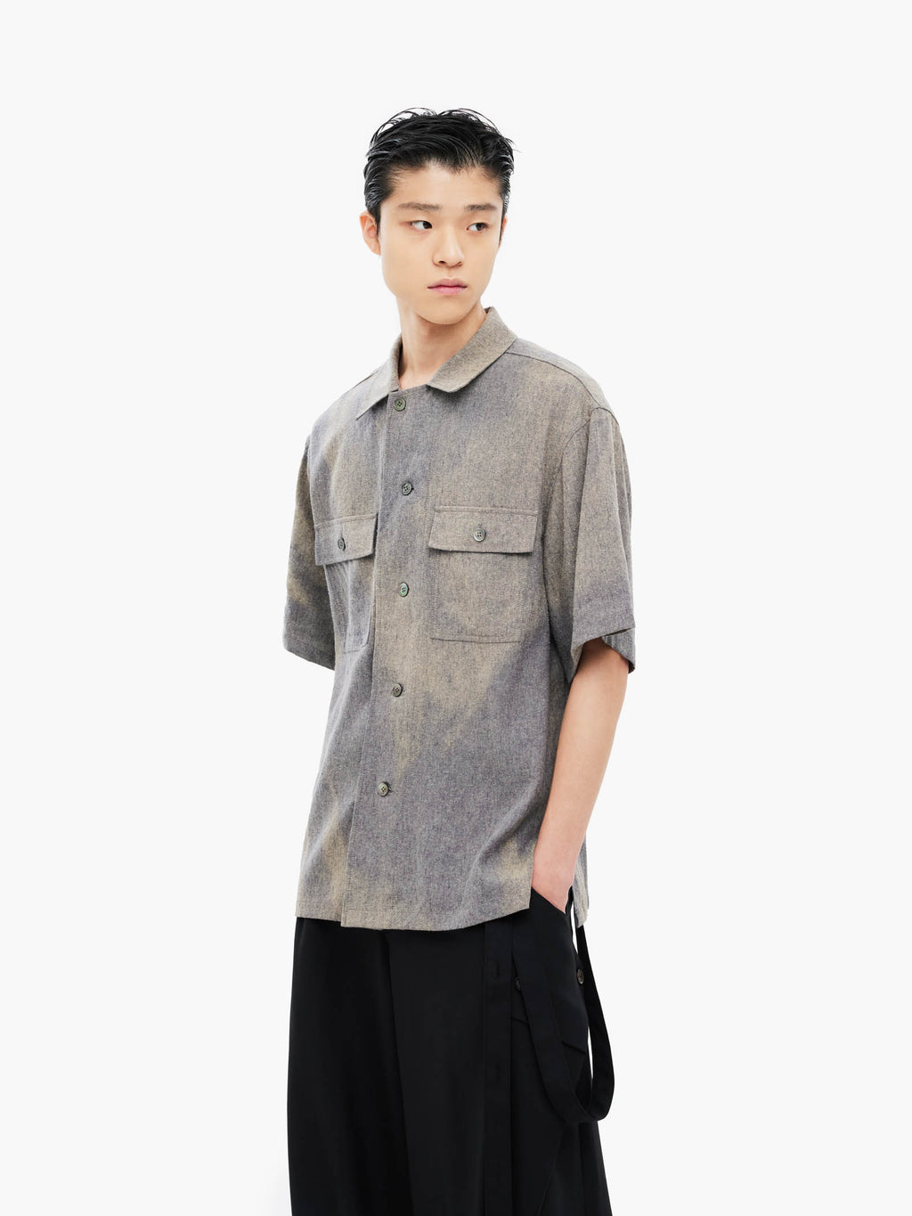 Jiyong Kim - Sun-Bleached Tailored Collar Shirt (Grey) product image 3 | TRAB K-Fashion Australia