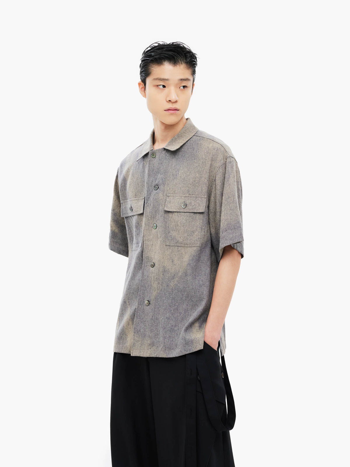 Jiyong Kim - Sun-Bleached Tailored Collar Shirt (Grey) product image 3 | TRAB K-Fashion Australia