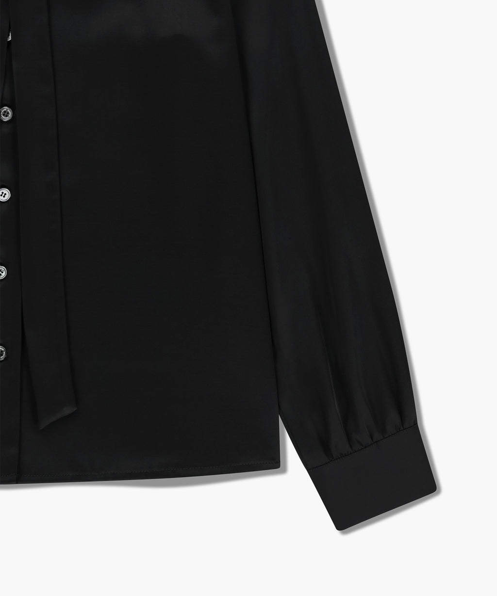 Marithe & Francois Girbaud - V-neck Tie Blouse (Black) product image 13 | TRAB K-Fashion Australia
