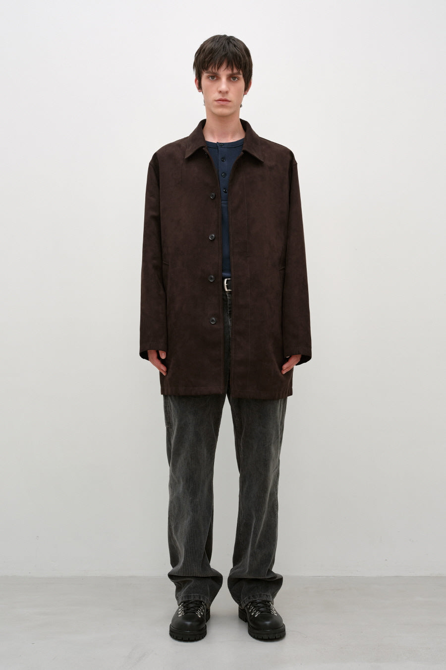 Insilence - Faux Suede Car Coat (Brown) product image 7 | TRAB K-Fashion Australia
