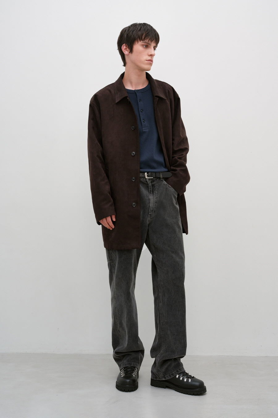 Insilence - Faux Suede Car Coat (Brown) product image 8 | TRAB K-Fashion Australia