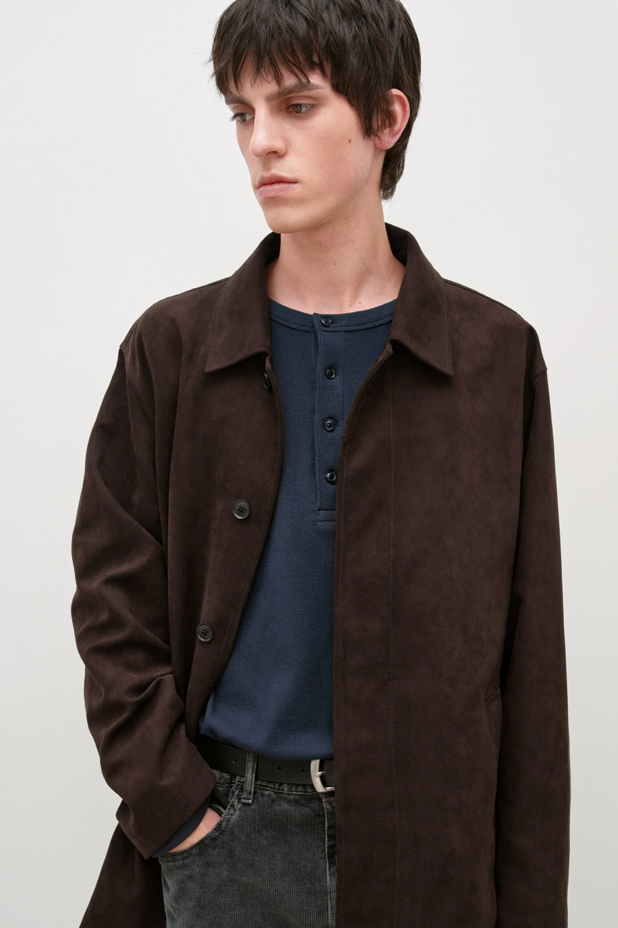 Insilence - Faux Suede Car Coat (Brown) product image 9 | TRAB K-Fashion Australia