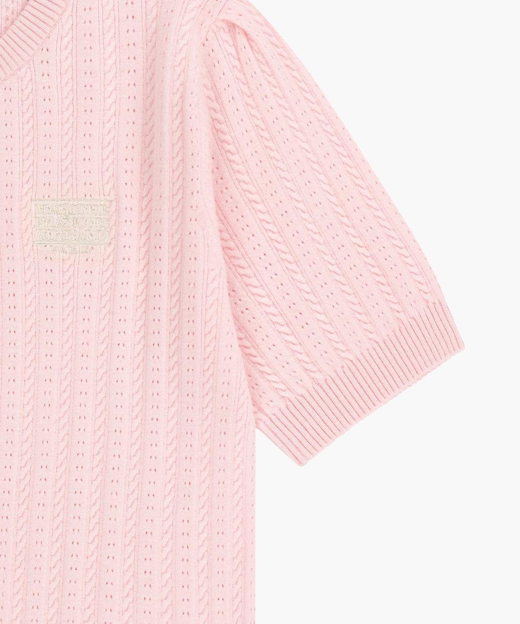Marithe & Francois Girbaud - Small Classic Logo Half Knit Cardigan Set Up (Light Pink) product image 13 | TRAB K-Fashion Australia