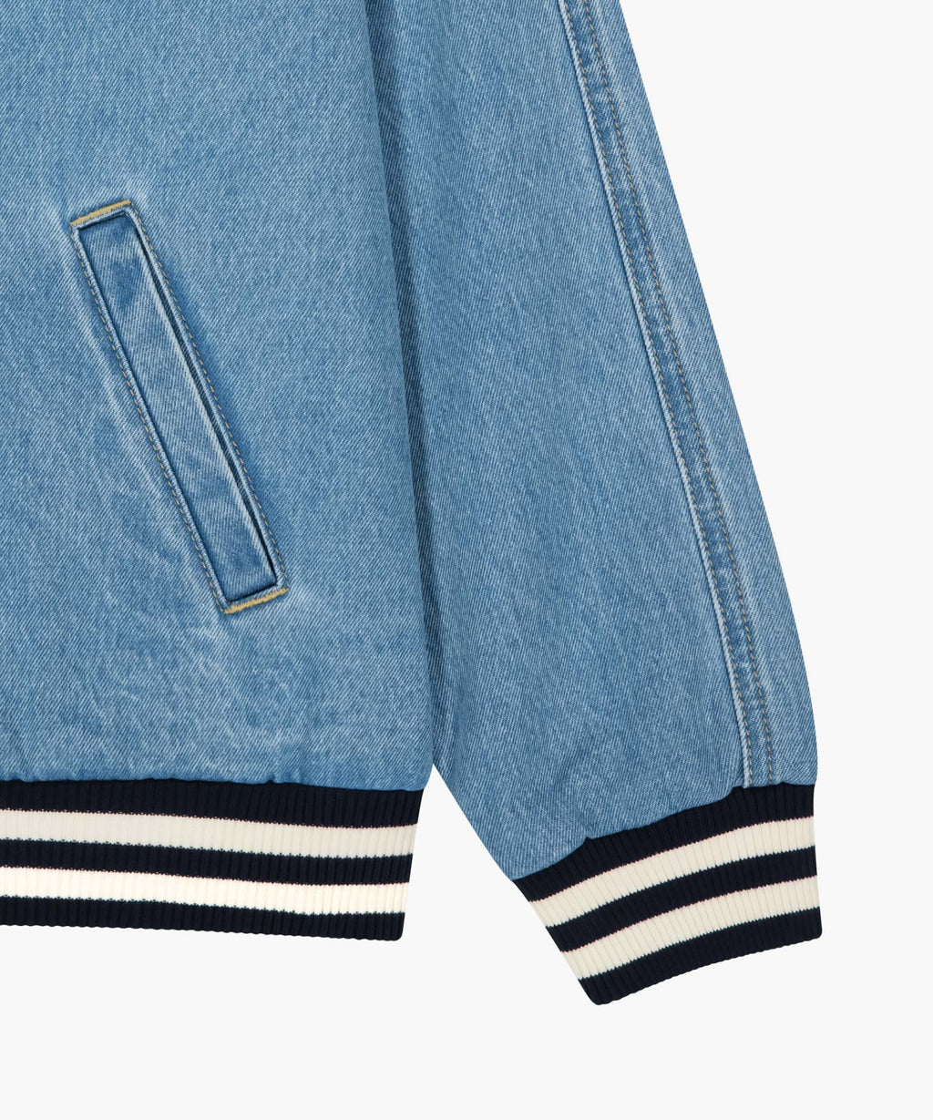 Marithe & Francois Girbaud - Classic Logo Raglan Denim Varsity Jacket (Light Blue) product image 13 | TRAB K-Fashion Australia