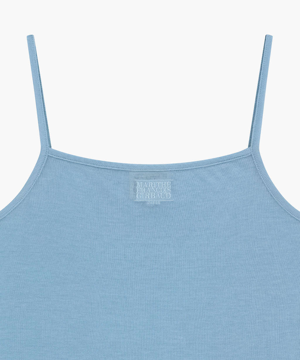 Marithe & Francois Girbaud - Small Classic Logo Sleeveless Layered Slim Crop Tee (Sky Blue) product image 13 | TRAB K-Fashion Australia