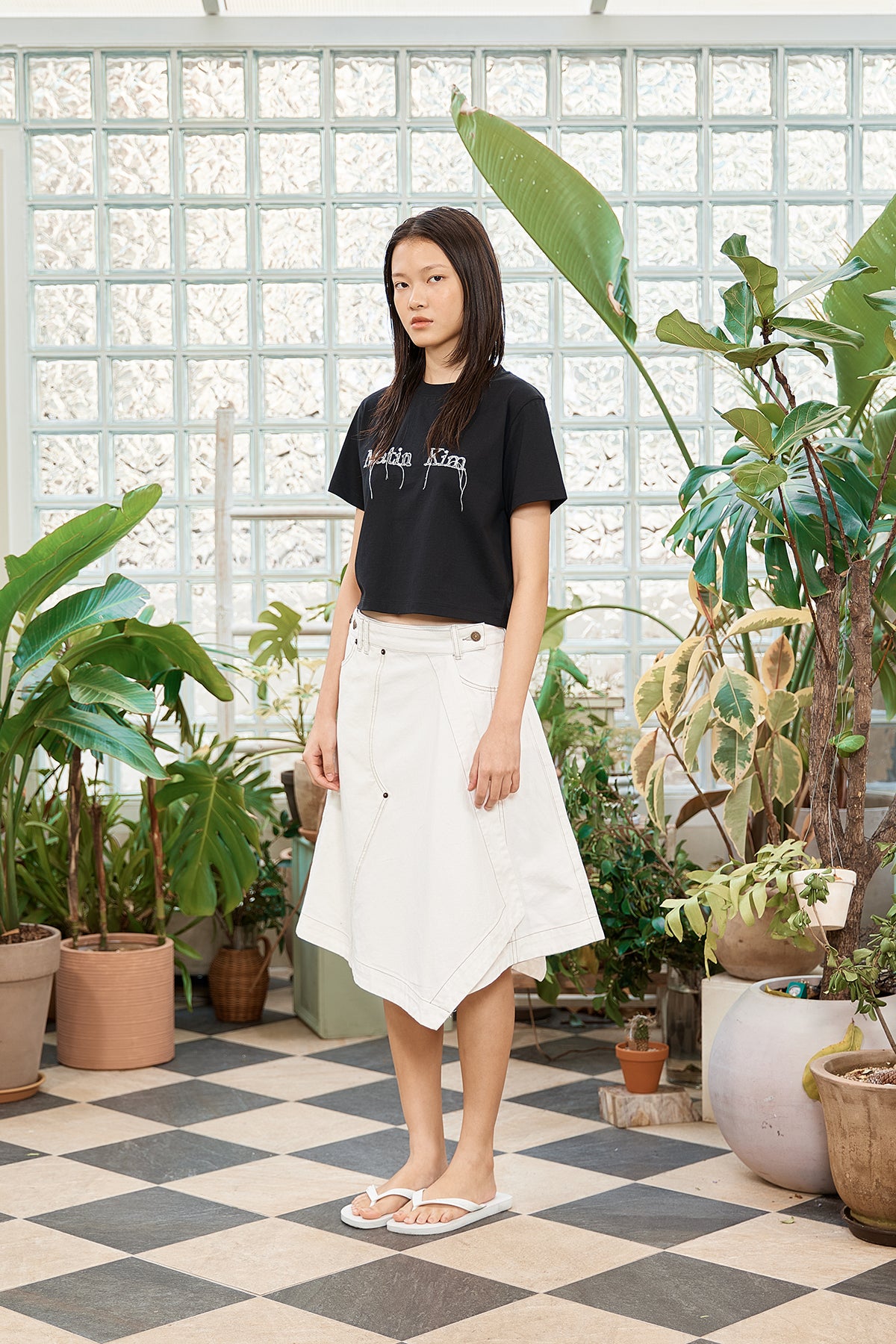 Matin Kim - Logo Thread Point Crop Top (Black) product image 6 | TRAB K-Fashion Australia