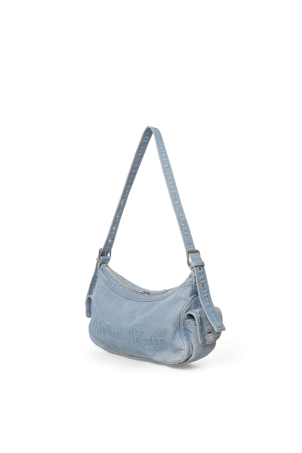 Matin Kim - Matin Dust Denim Side Pocket Bag (Light Blue) product image 2 | TRAB K-Fashion Australia
